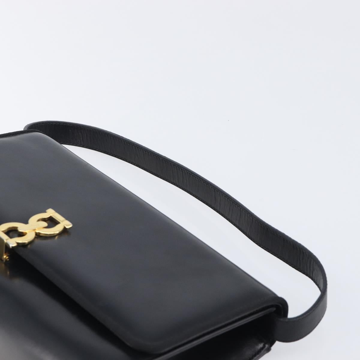 Salvatore Ferragamo Shoulder Bag Leather Black Gold Tone Auth 202612