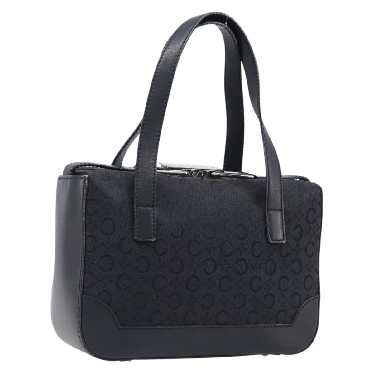 CELINE C Macadam Hand Bag Canvas Black Silver Auth 202613A