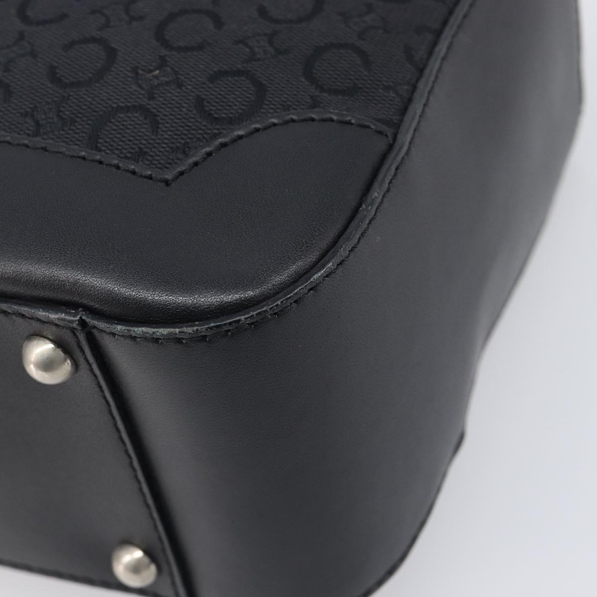 CELINE C Macadam Hand Bag Canvas Black Silver Auth 202613A