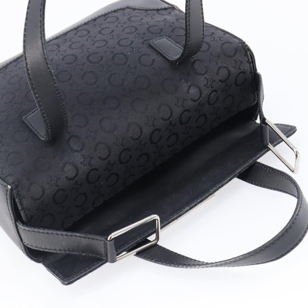 CELINE C Macadam Hand Bag Canvas Black Silver Auth 202613A