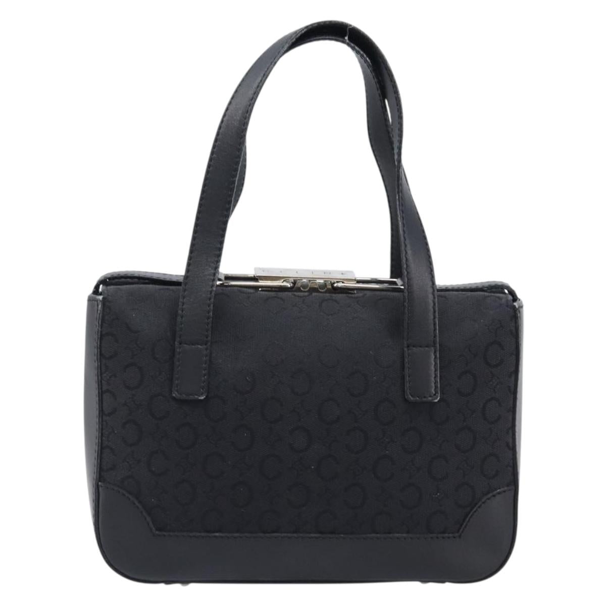 CELINE C Macadam Hand Bag Canvas Black Silver Auth 202613A