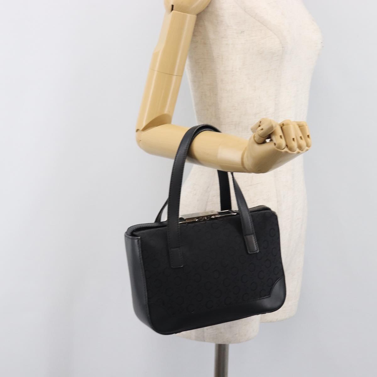 CELINE C Macadam Hand Bag Canvas Black Silver Auth 202613A