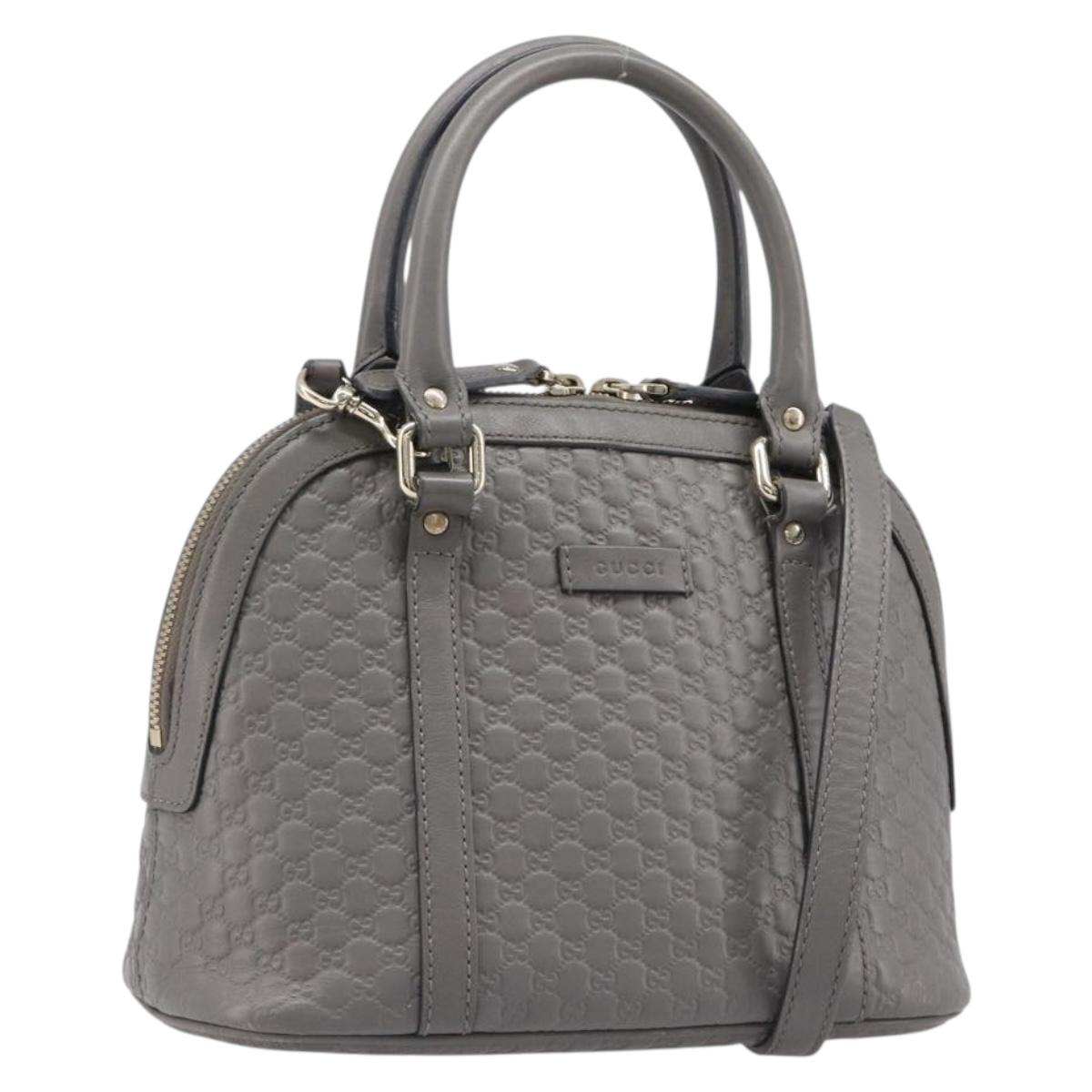 GUCCI Micro GuccissimaGG Hand Bag Leather Outlet 2way Gray 449654 Auth 202614V
