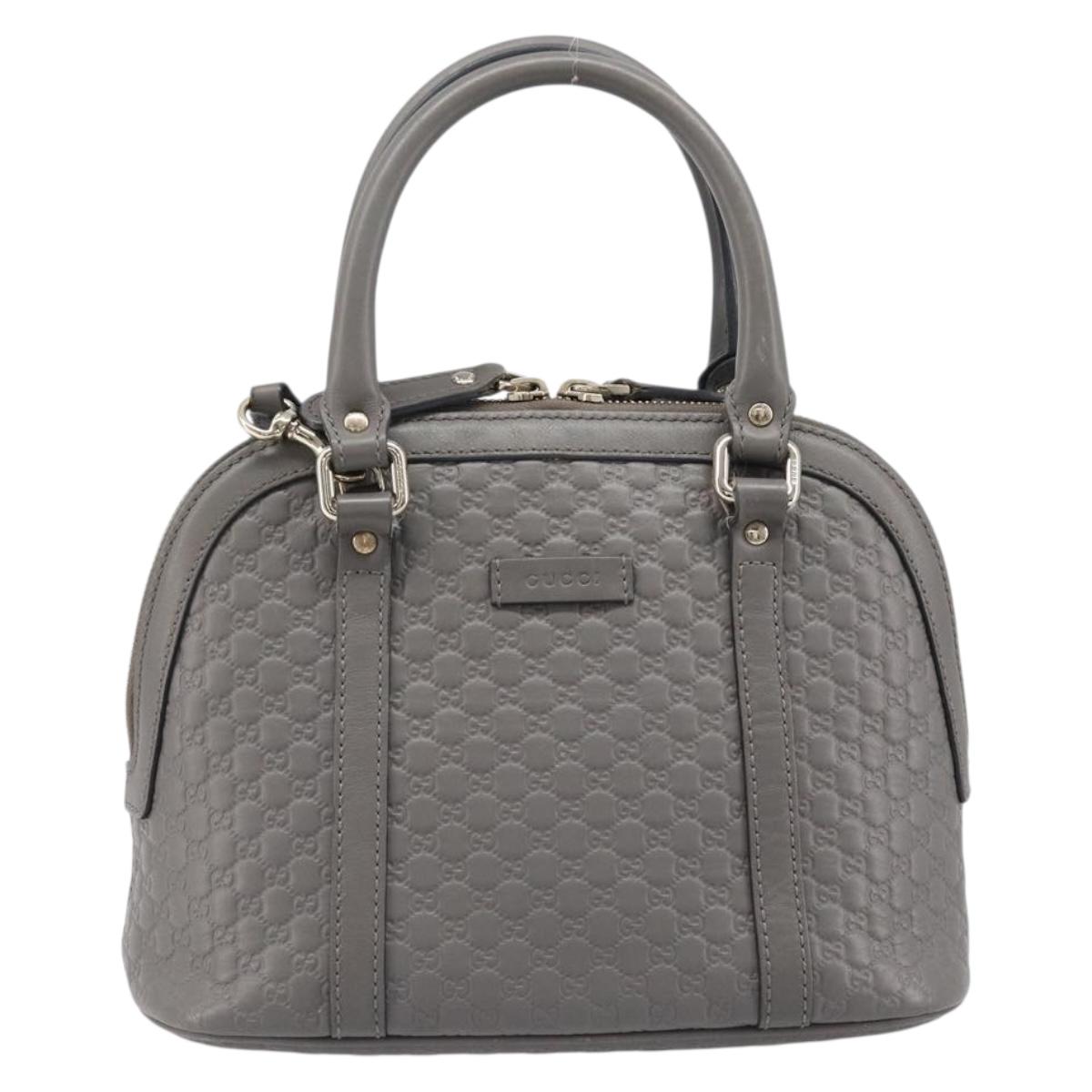 GUCCI Micro GuccissimaGG Hand Bag Leather Outlet 2way Gray 449654 Auth 202614V