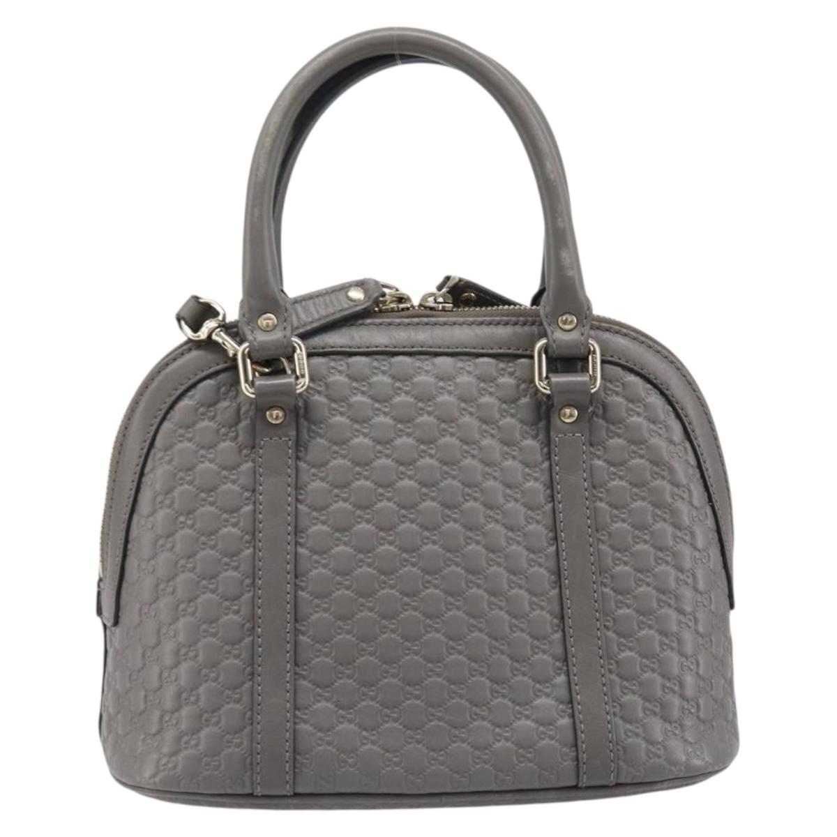 GUCCI Micro GuccissimaGG Hand Bag Leather Outlet 2way Gray 449654 Auth 202614V