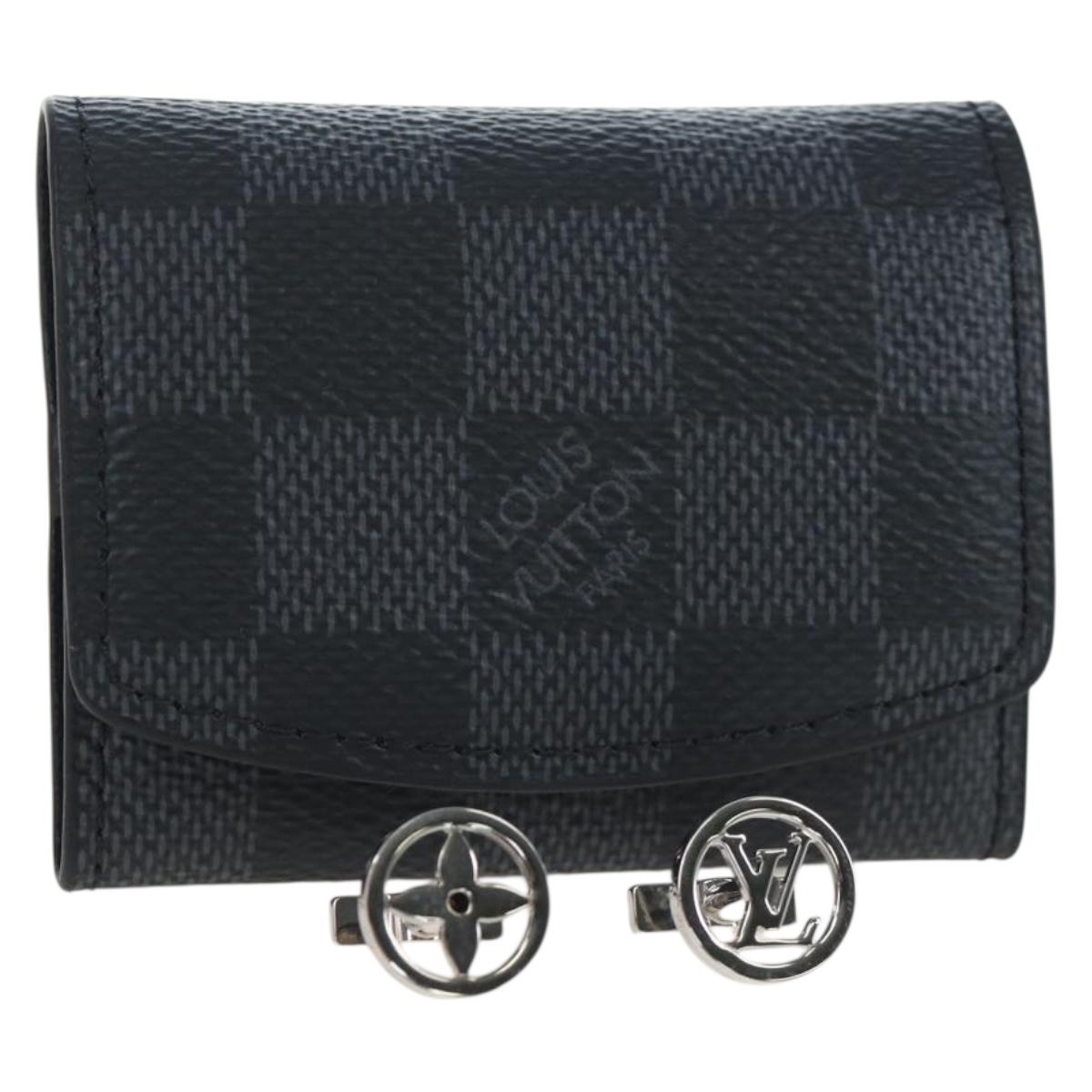 LOUIS VUITTON Damier Graphite Cufflinks LV Catch Cuffs M80188 LV Auth 202616V