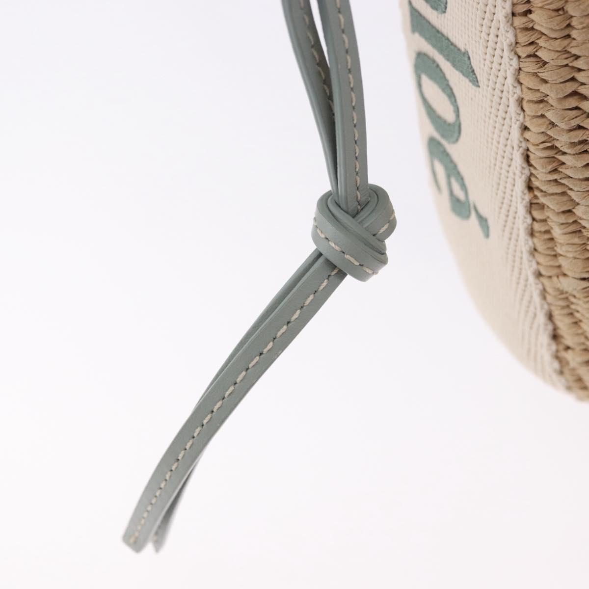 Chloe Mifuko Woody Small Basket Bag Raffia 2way Beige Silver Auth 202617V