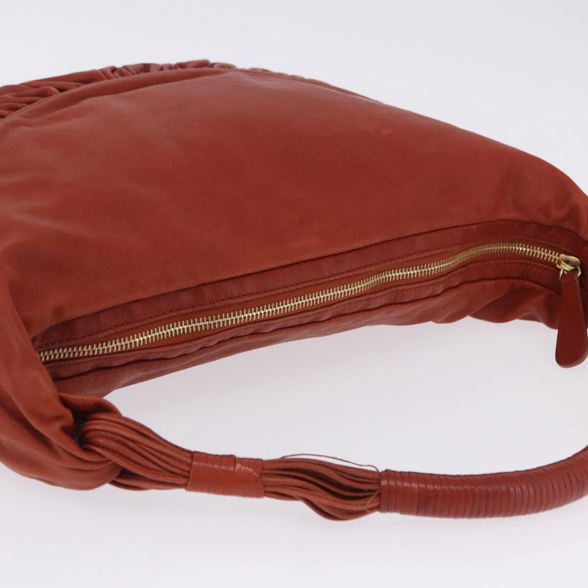 Christian Dior Shoulder Bag Leather Brown Gold Tone Auth 202621V