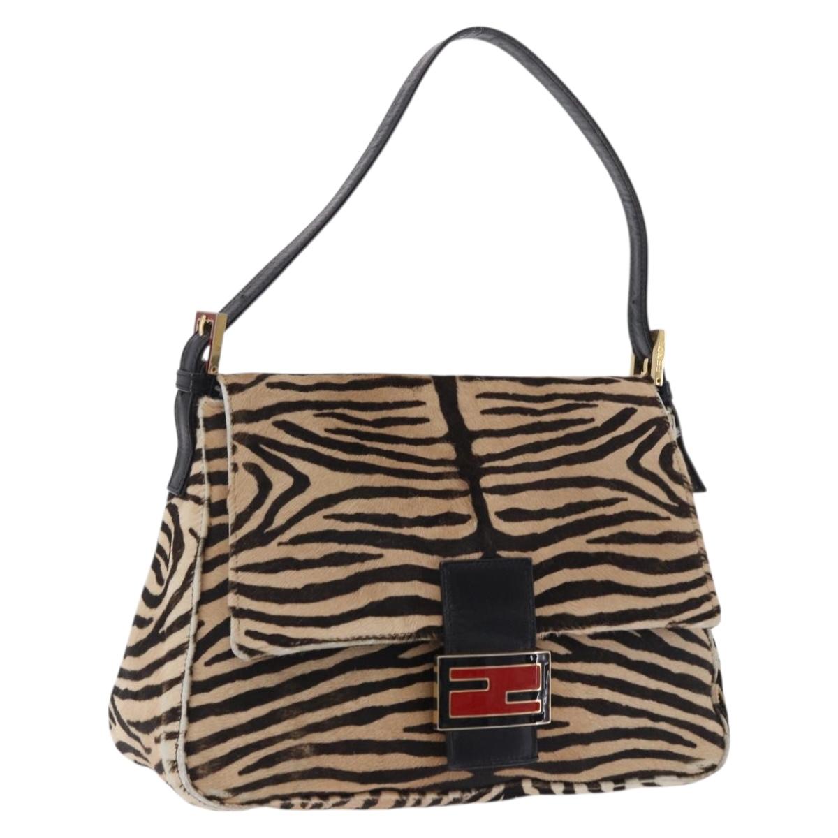 FENDI Mamma Baguette Shoulder Bag Harako leather Brown Gold Auth 202625SAM