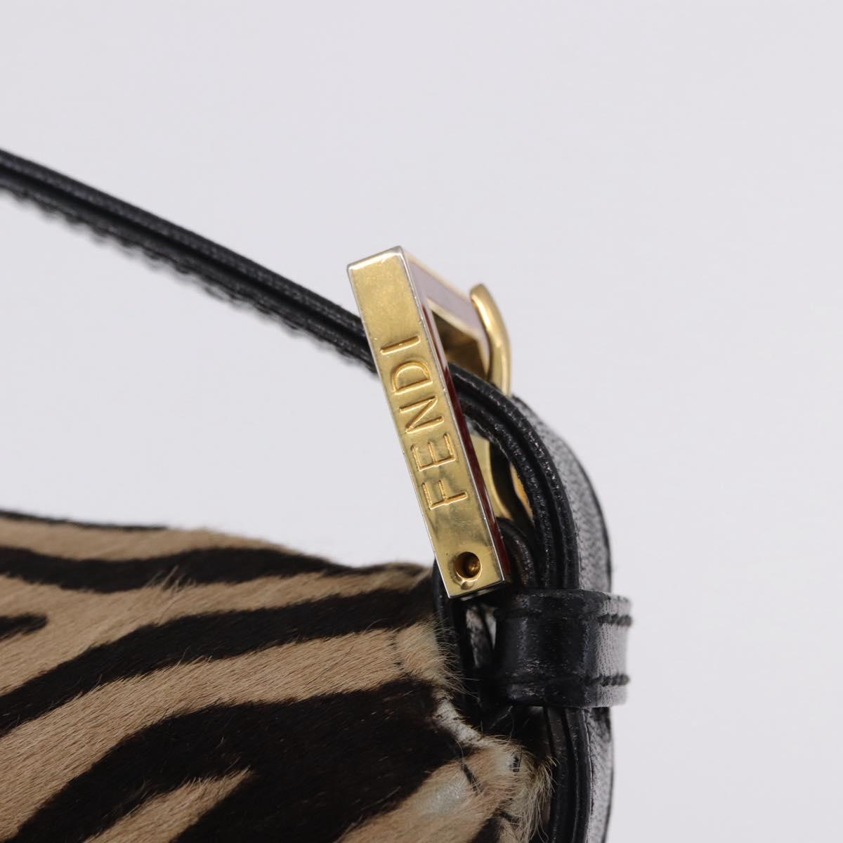 FENDI Mamma Baguette Shoulder Bag Harako leather Brown Gold Auth 202625SAM