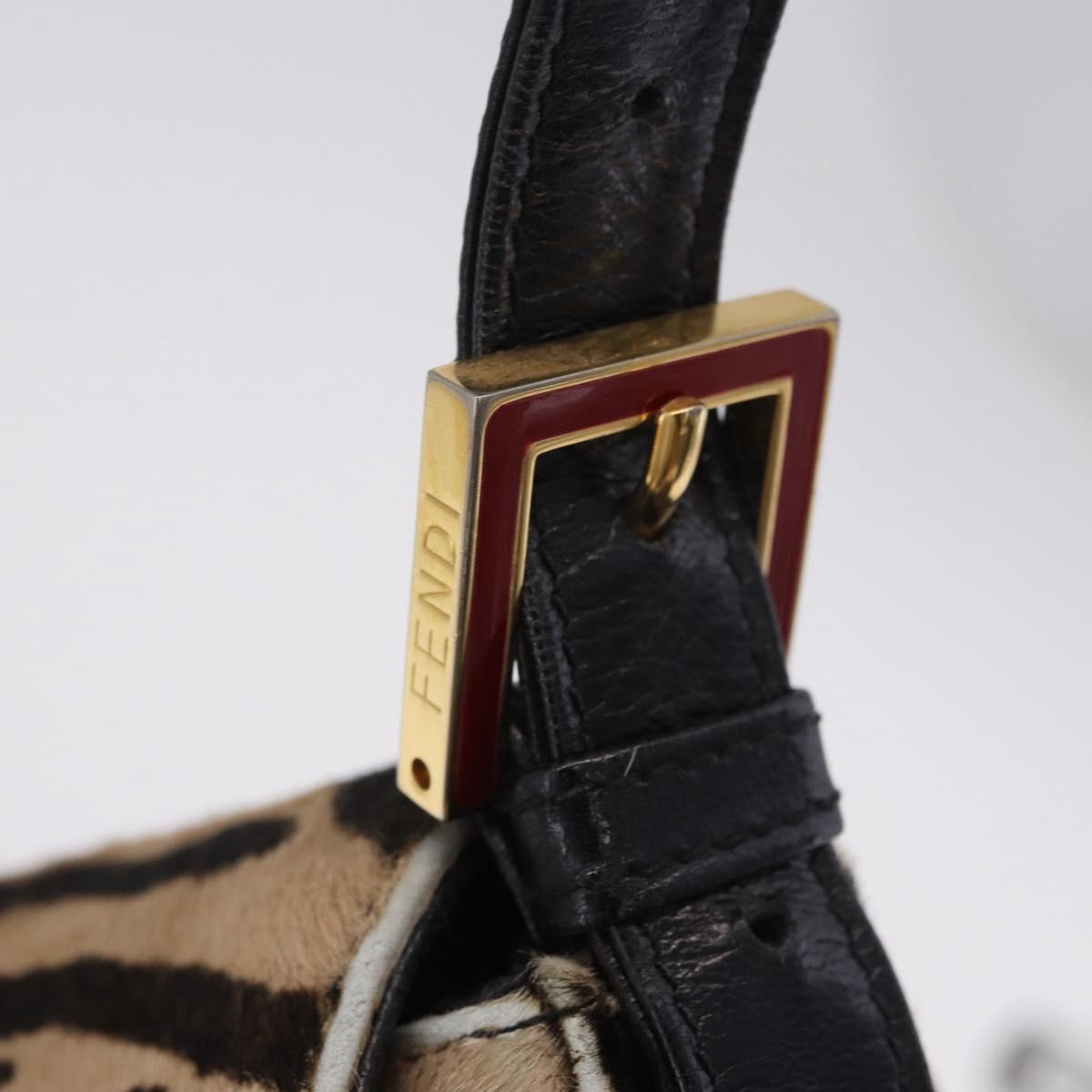 FENDI Mamma Baguette Shoulder Bag Harako leather Brown Gold Auth 202625SAM