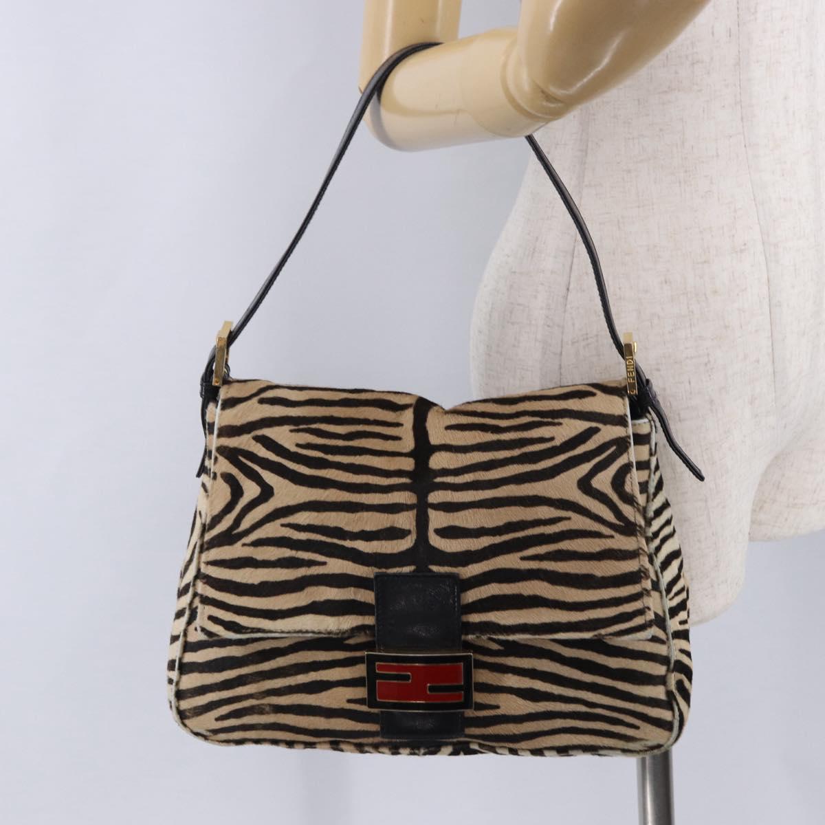 FENDI Mamma Baguette Shoulder Bag Harako leather Brown Gold Auth 202625SAM