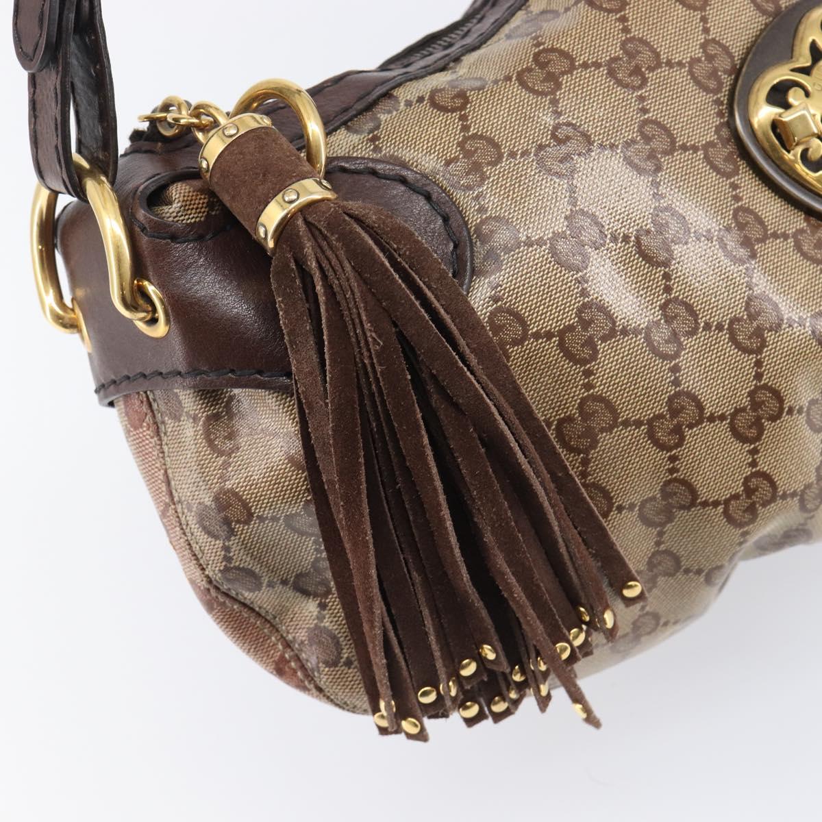 GUCCI GG Crystal Histeria Shoulder Bag patent Beige 211963 Auth 202627