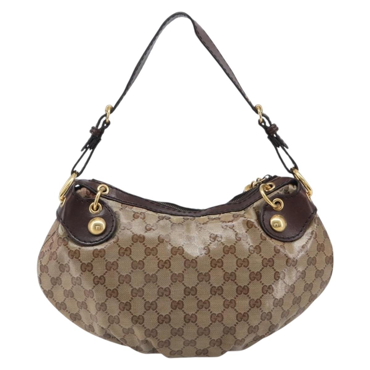 GUCCI GG Crystal Histeria Shoulder Bag patent Beige 211963 Auth 202627