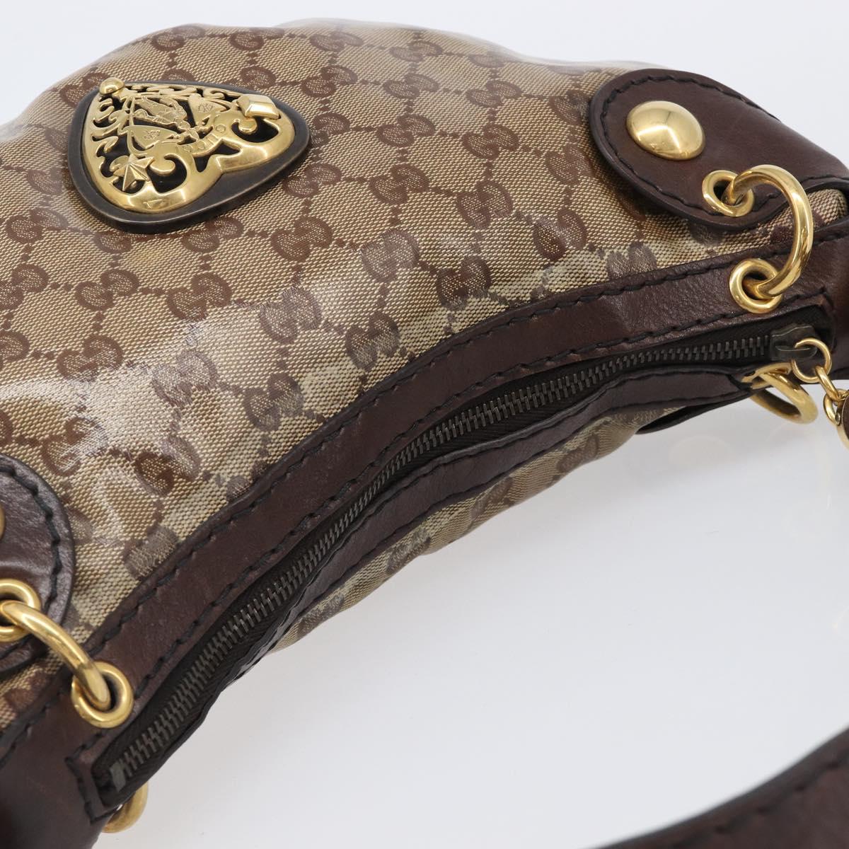 GUCCI GG Crystal Histeria Shoulder Bag patent Beige 211963 Auth 202627