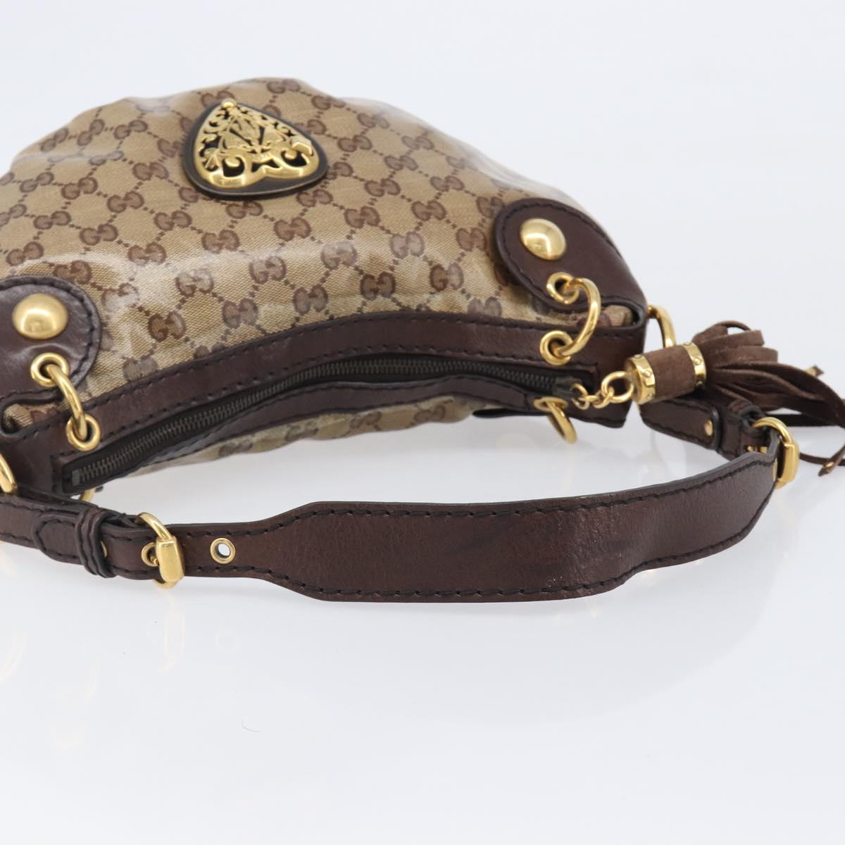 GUCCI GG Crystal Histeria Shoulder Bag patent Beige 211963 Auth 202627