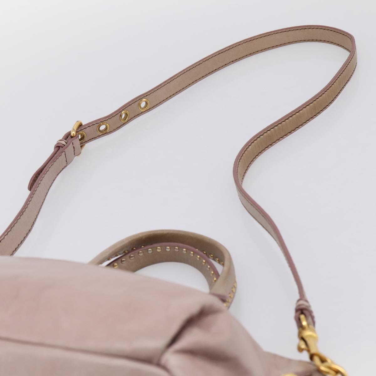 Miu Miu Vitellolux Hand Bag Leather 2way Pink Gold Tone Auth 202628V