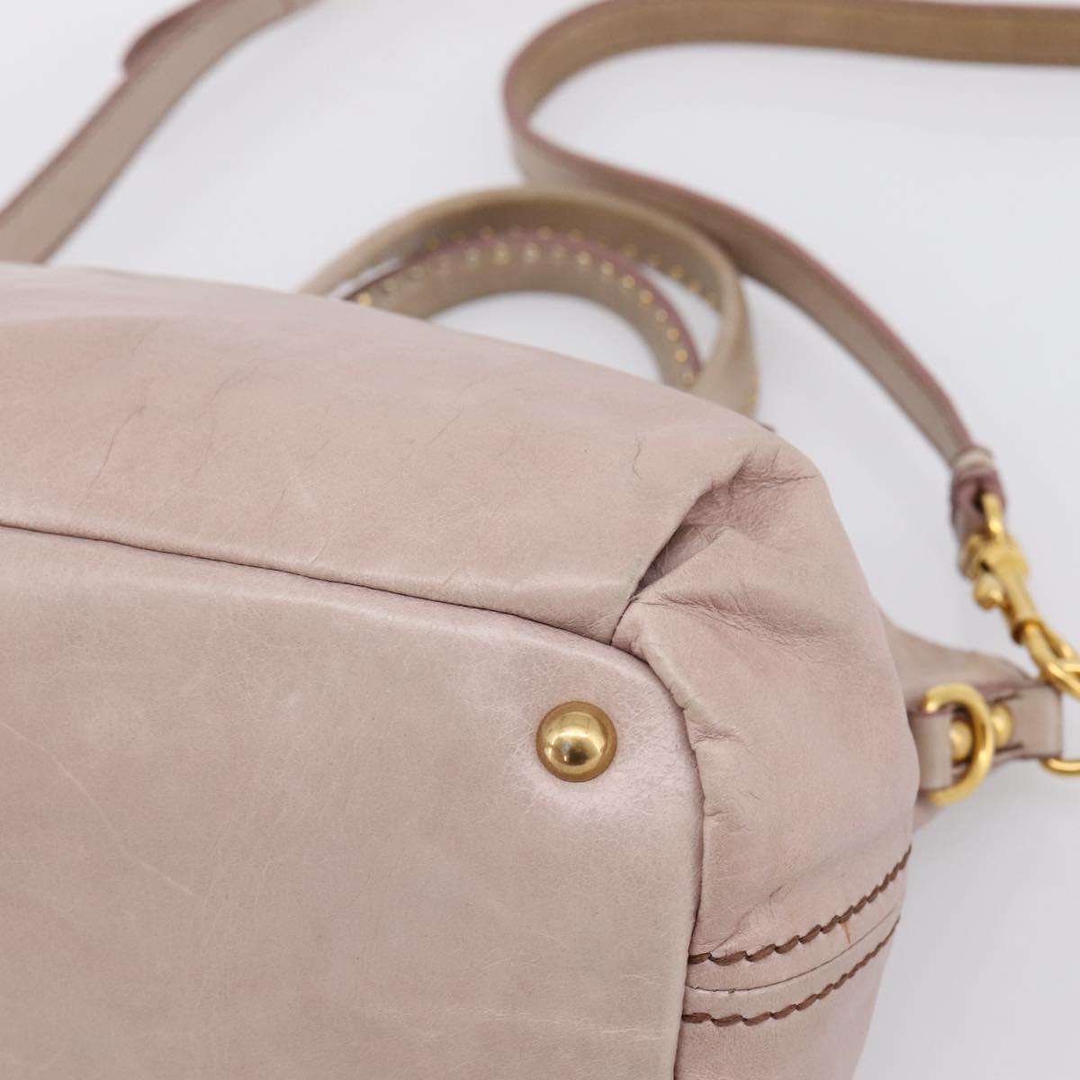 Miu Miu Vitellolux Hand Bag Leather 2way Pink Gold Tone Auth 202628V