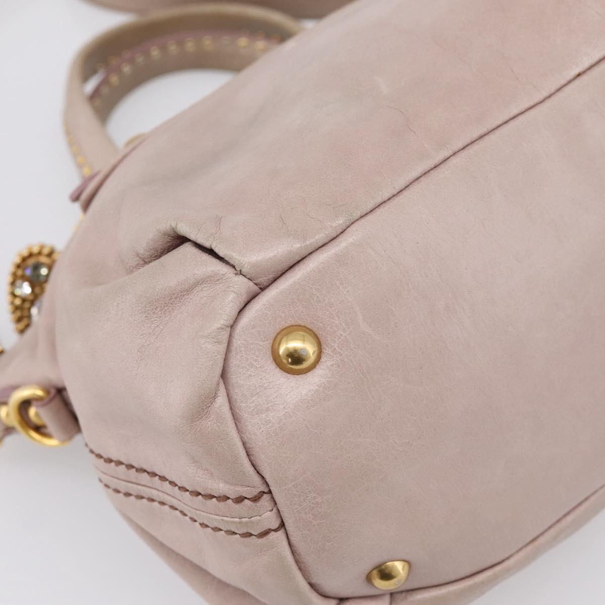 Miu Miu Vitellolux Hand Bag Leather 2way Pink Gold Tone Auth 202628V
