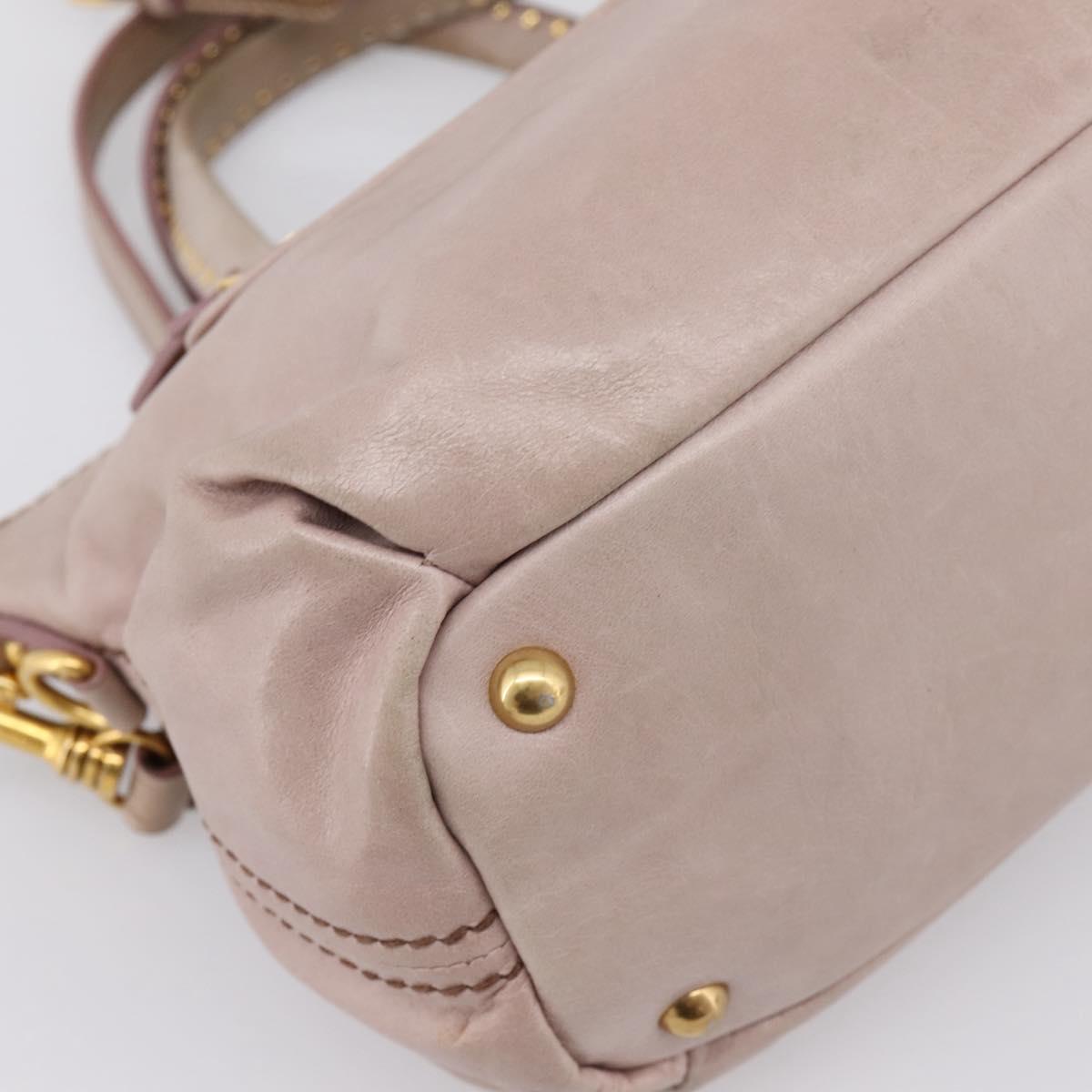 Miu Miu Vitellolux Hand Bag Leather 2way Pink Gold Tone Auth 202628V