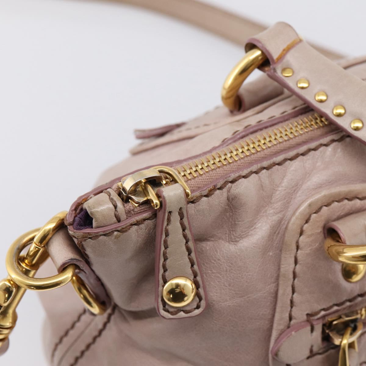 Miu Miu Vitellolux Hand Bag Leather 2way Pink Gold Tone Auth 202628V