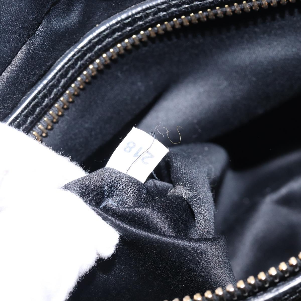 Miu Miu Vitellolux Matelasse Hand Bag Leather 2way Black Gold Tone Auth 202629V