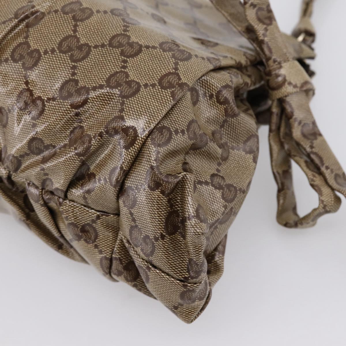 GUCCI GG Crystal Histeria Clutch Bag patent Beige Gold Tone 197015 Auth 202630