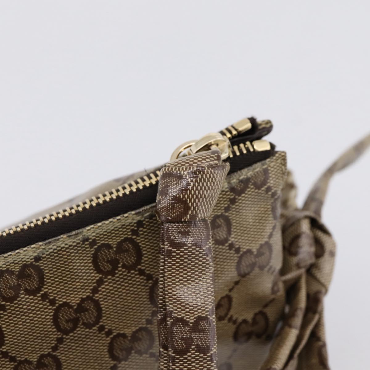 GUCCI GG Crystal Histeria Clutch Bag patent Beige Gold Tone 197015 Auth 202630