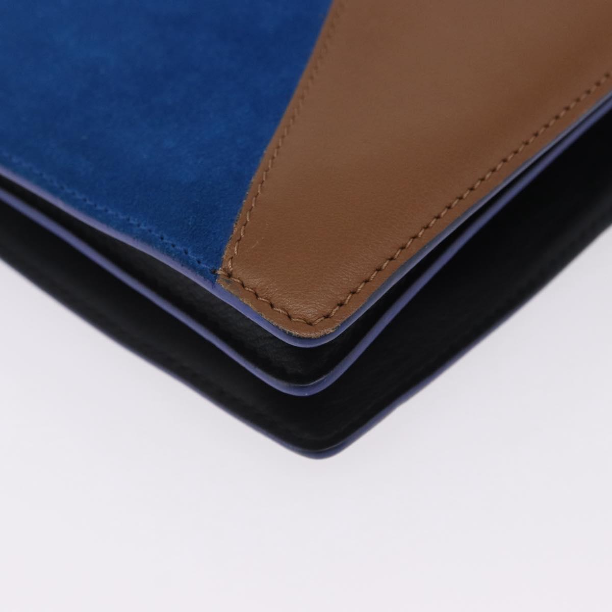 CELINE Shoulder Bag Leather Blue Black Auth 202635A
