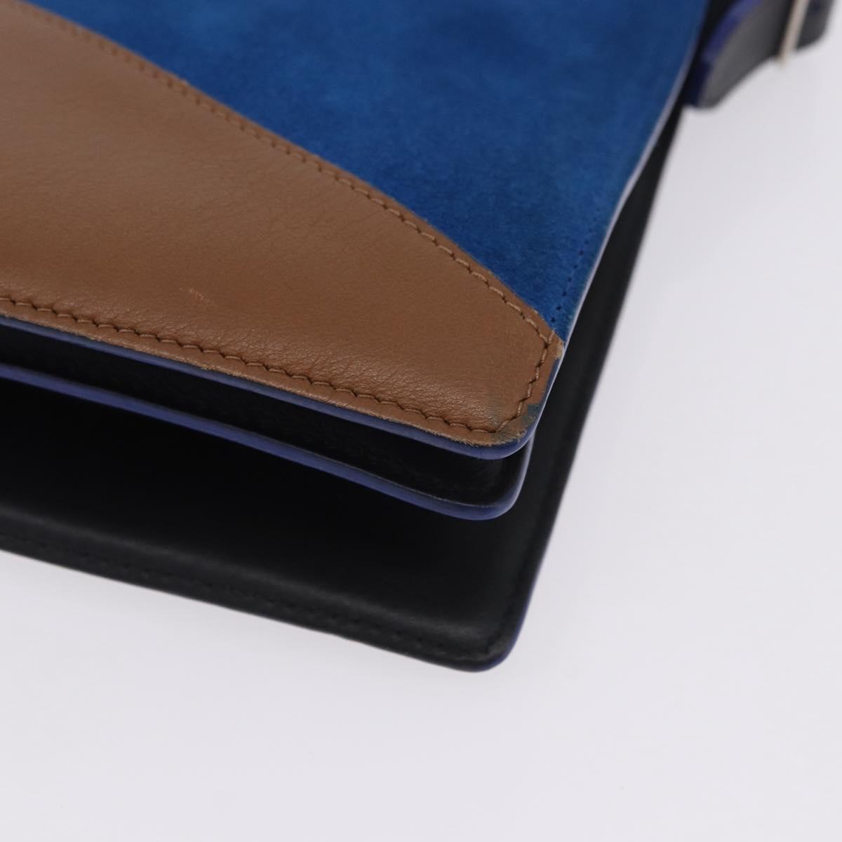 CELINE Shoulder Bag Leather Blue Black Auth 202635A