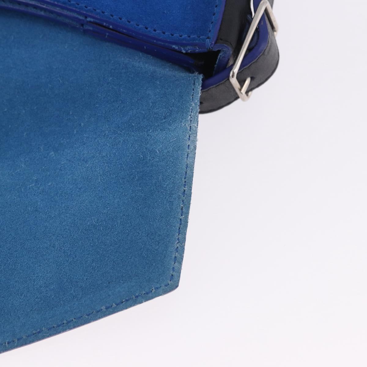 CELINE Shoulder Bag Leather Blue Black Auth 202635A