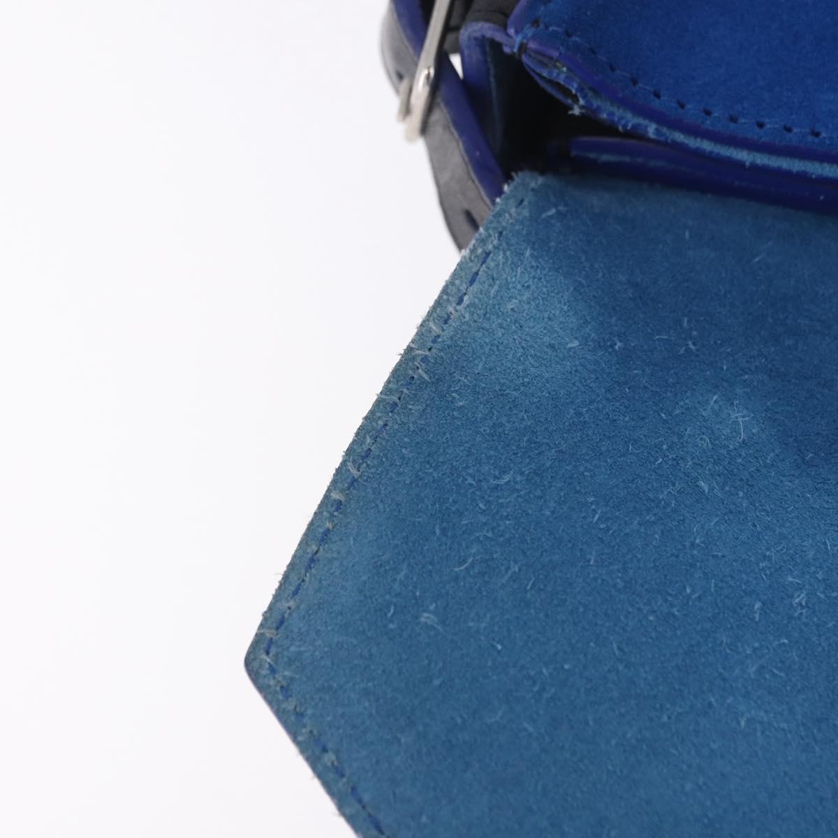 CELINE Shoulder Bag Leather Blue Black Auth 202635A