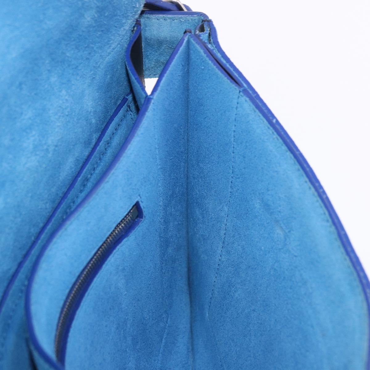 CELINE Shoulder Bag Leather Blue Black Auth 202635A