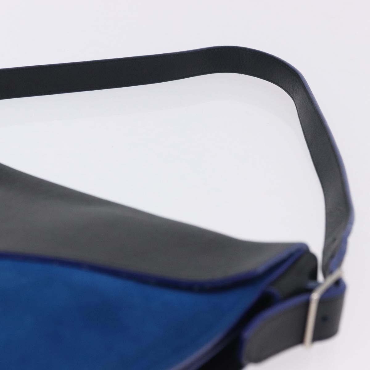 CELINE Shoulder Bag Leather Blue Black Auth 202635A