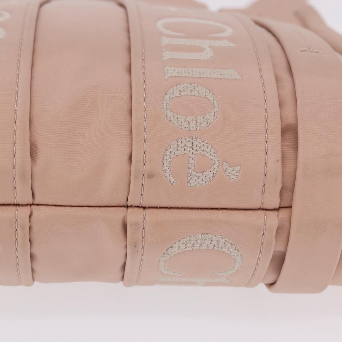 Chloe Woody Small Hand Bag Nylon 2way Pink Gold Auth 202651A