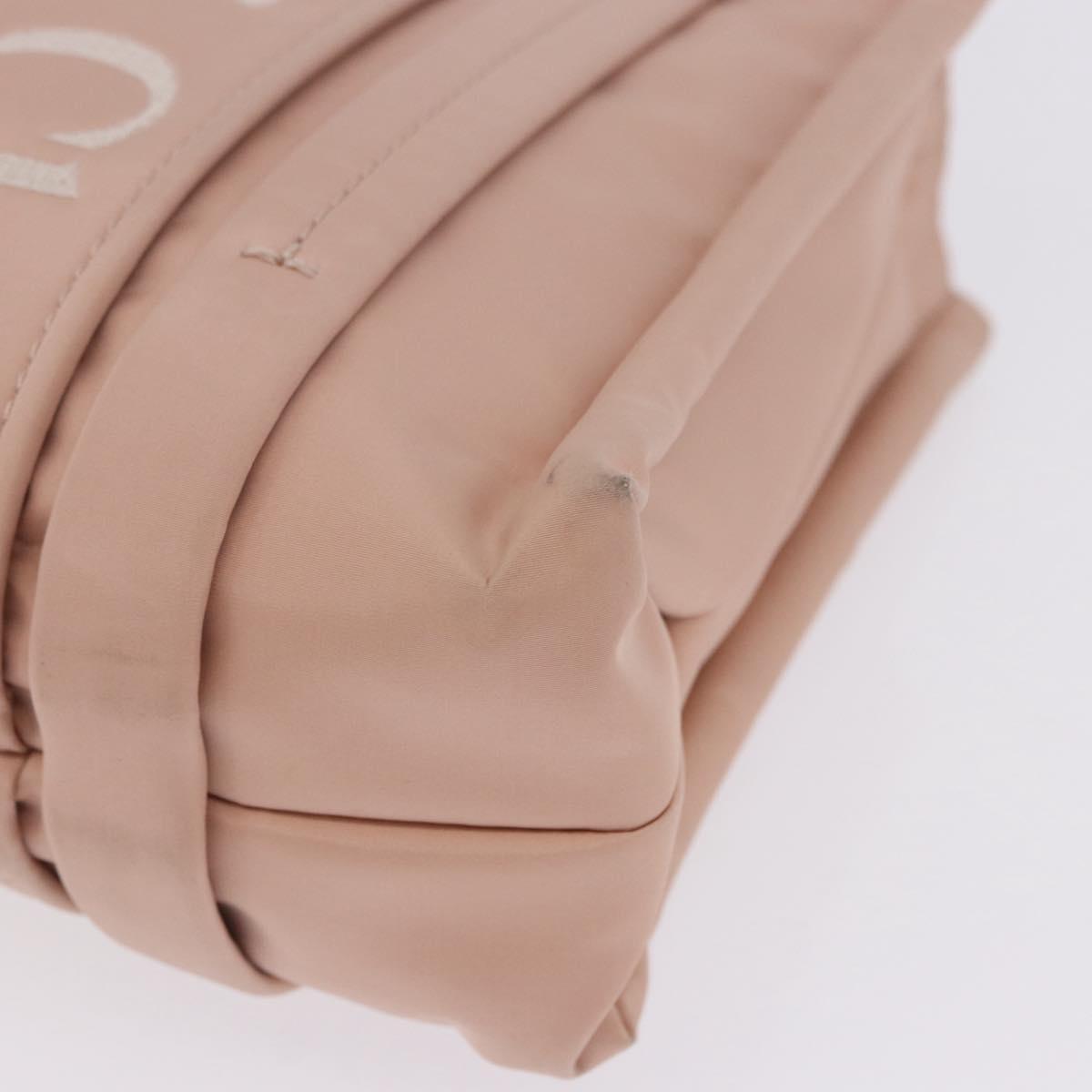 Chloe Woody Small Hand Bag Nylon 2way Pink Gold Auth 202651A