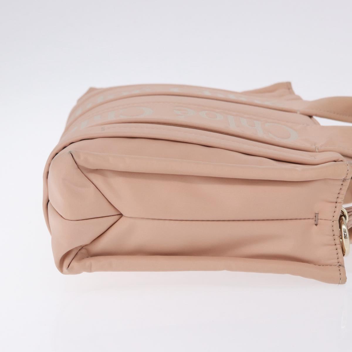 Chloe Woody Small Hand Bag Nylon 2way Pink Gold Auth 202651A
