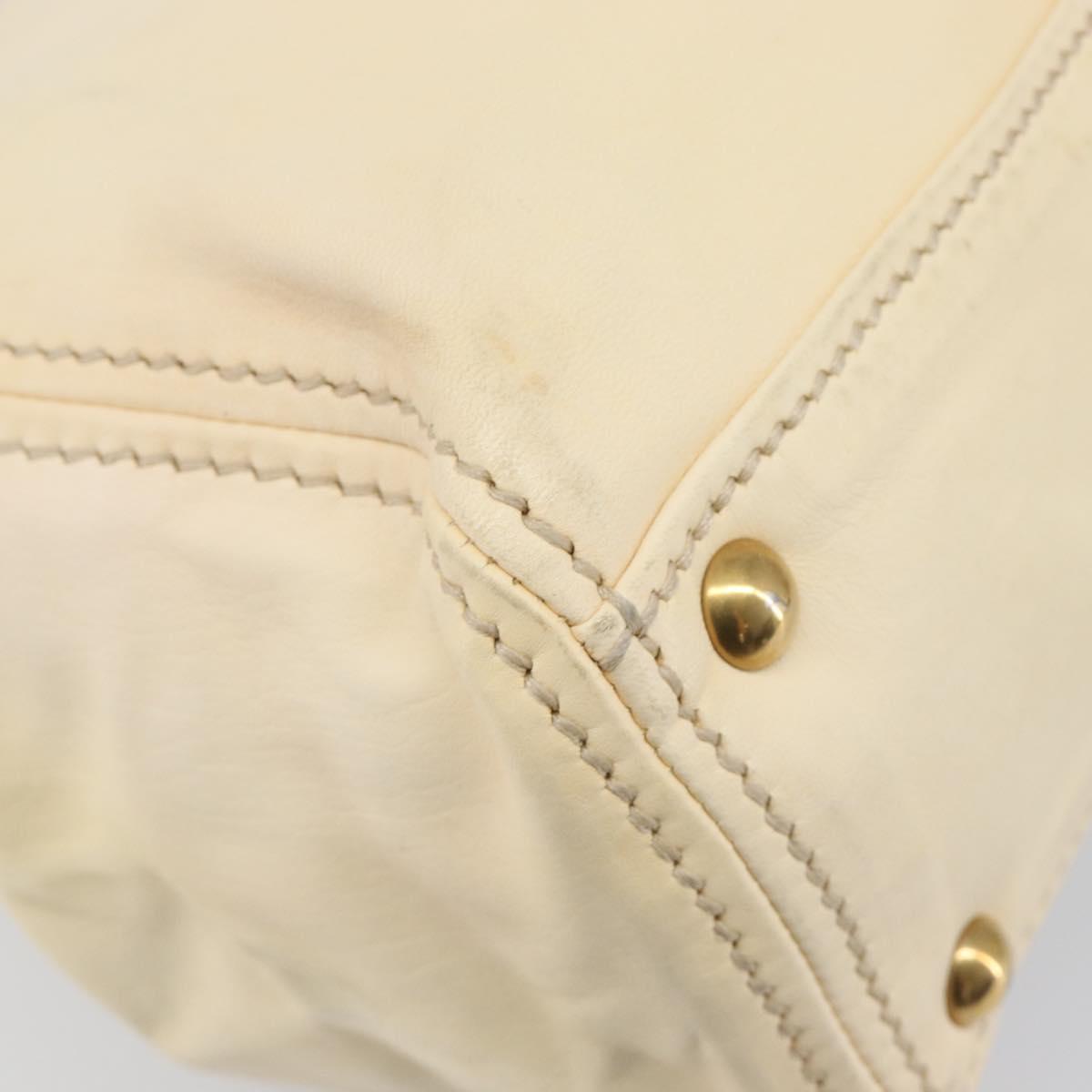 Miu Miu Hand Bag Leather Ivory Gold Auth 202657A