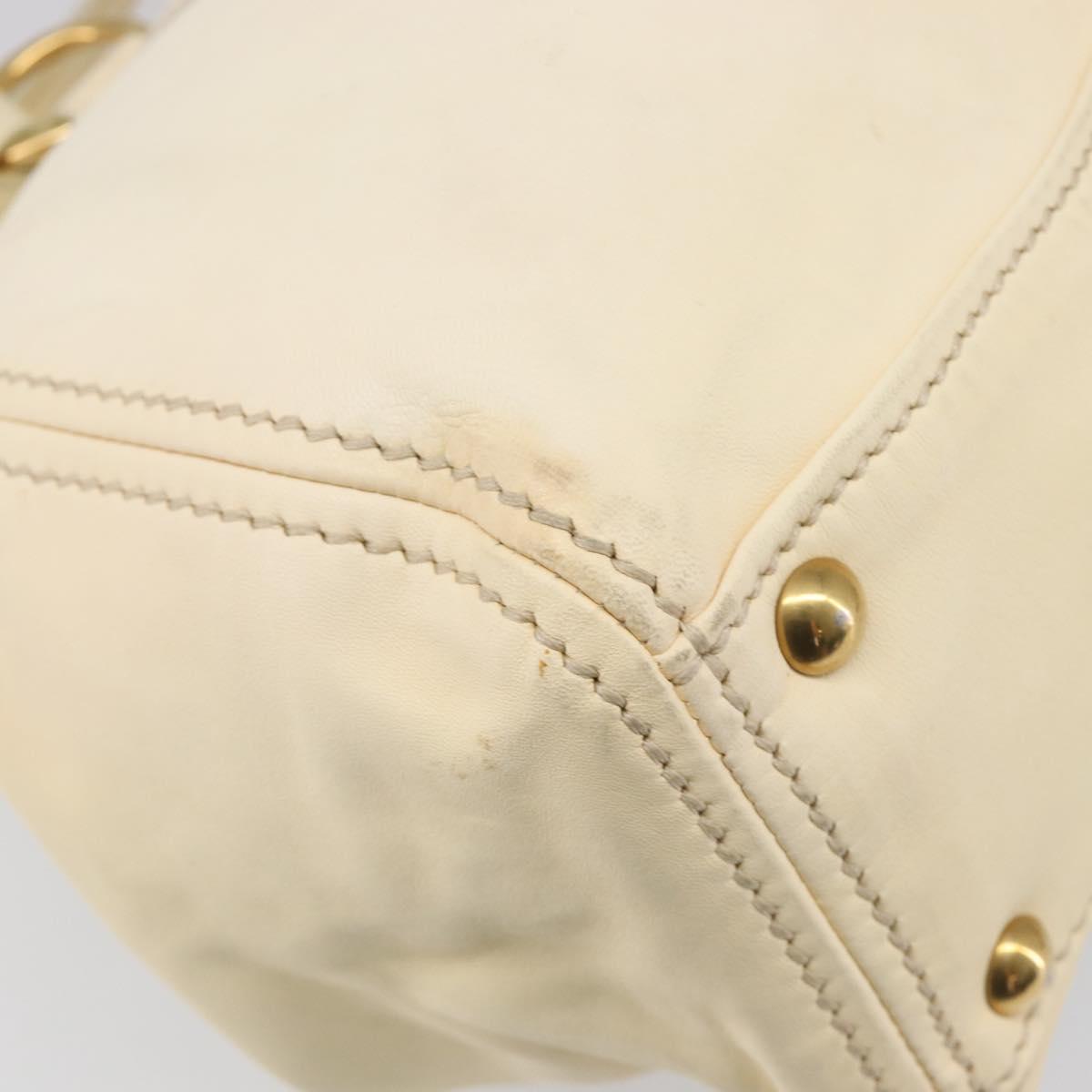 Miu Miu Hand Bag Leather Ivory Gold Auth 202657A