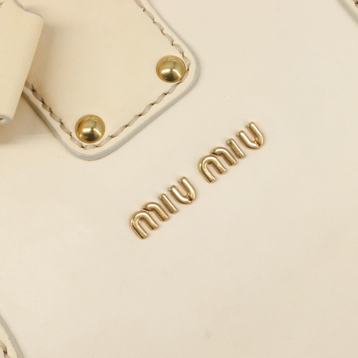 Miu Miu Hand Bag Leather Ivory Gold Auth 202657A