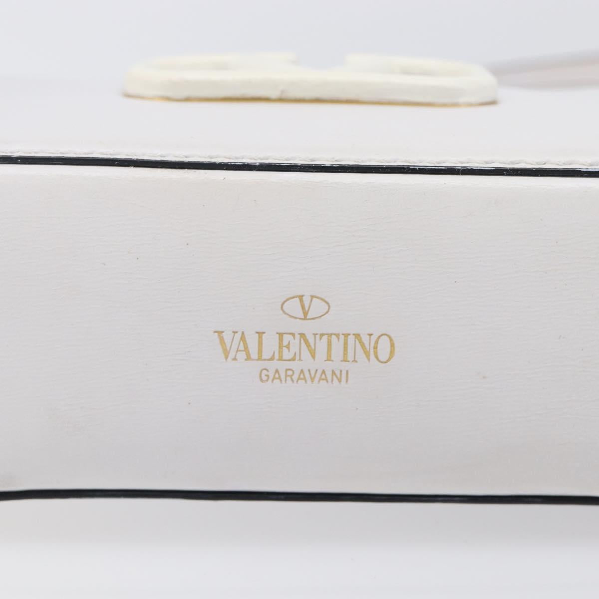 VALENTINO Shoulder Bag Leather White Gold Auth 202663A