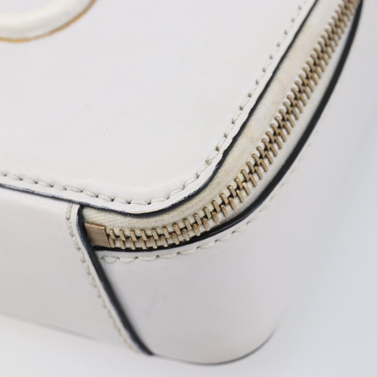 VALENTINO Shoulder Bag Leather White Gold Auth 202663A