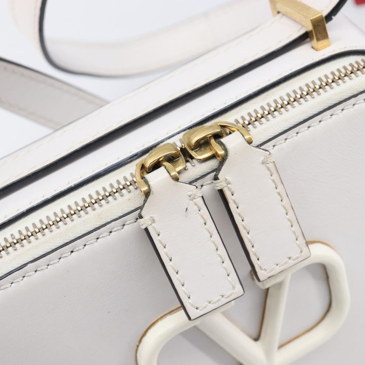 VALENTINO Shoulder Bag Leather White Gold Auth 202663A