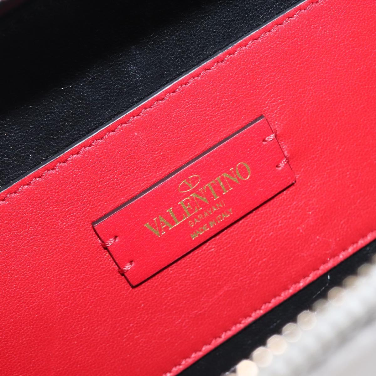 VALENTINO Shoulder Bag Leather White Gold Auth 202663A