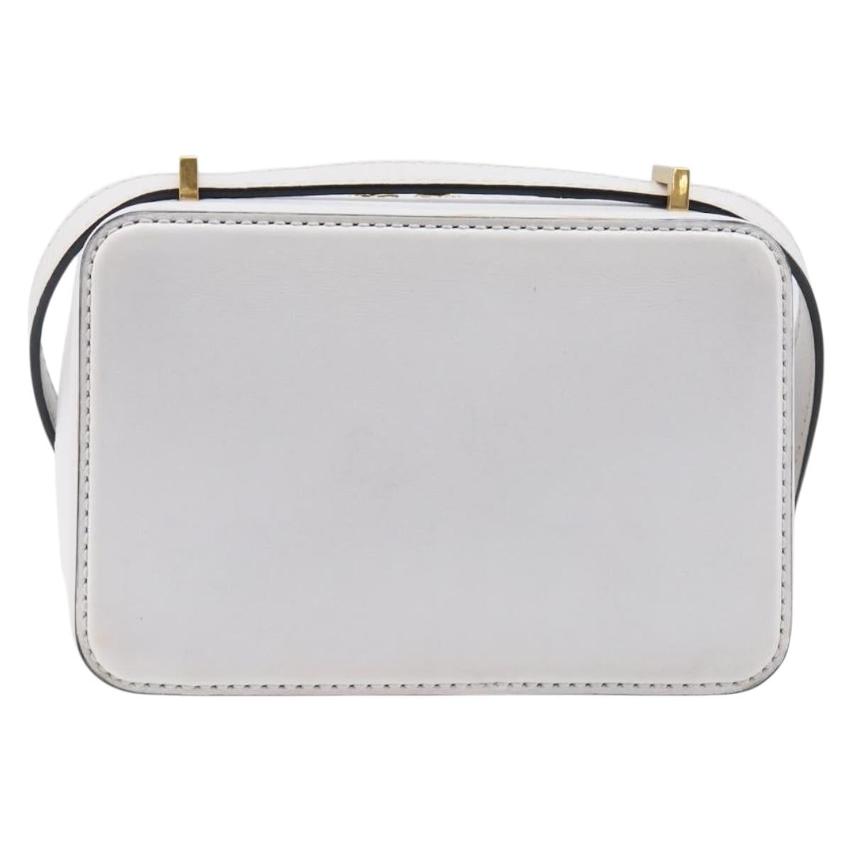 VALENTINO Shoulder Bag Leather White Gold Auth 202663A