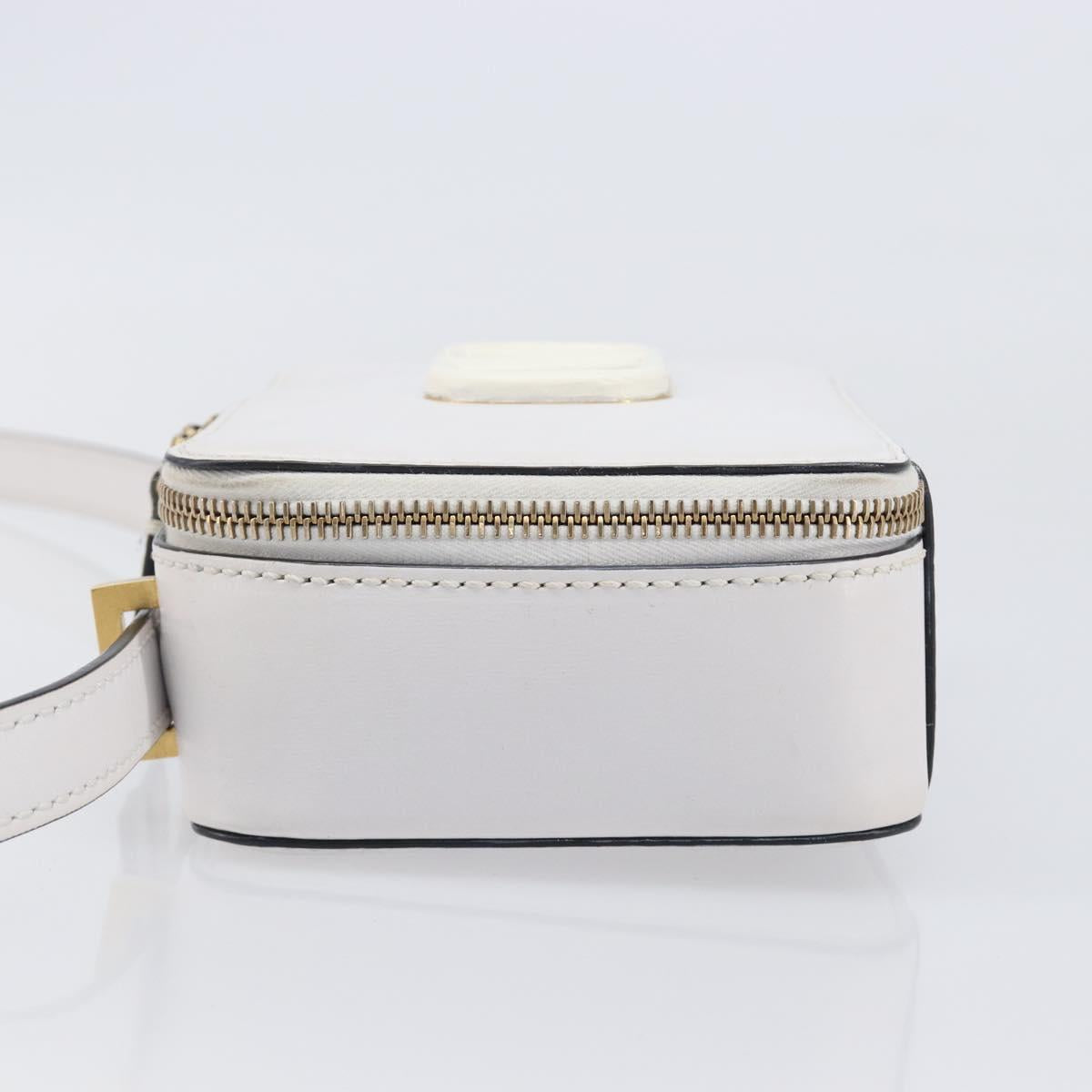 VALENTINO Shoulder Bag Leather White Gold Auth 202663A