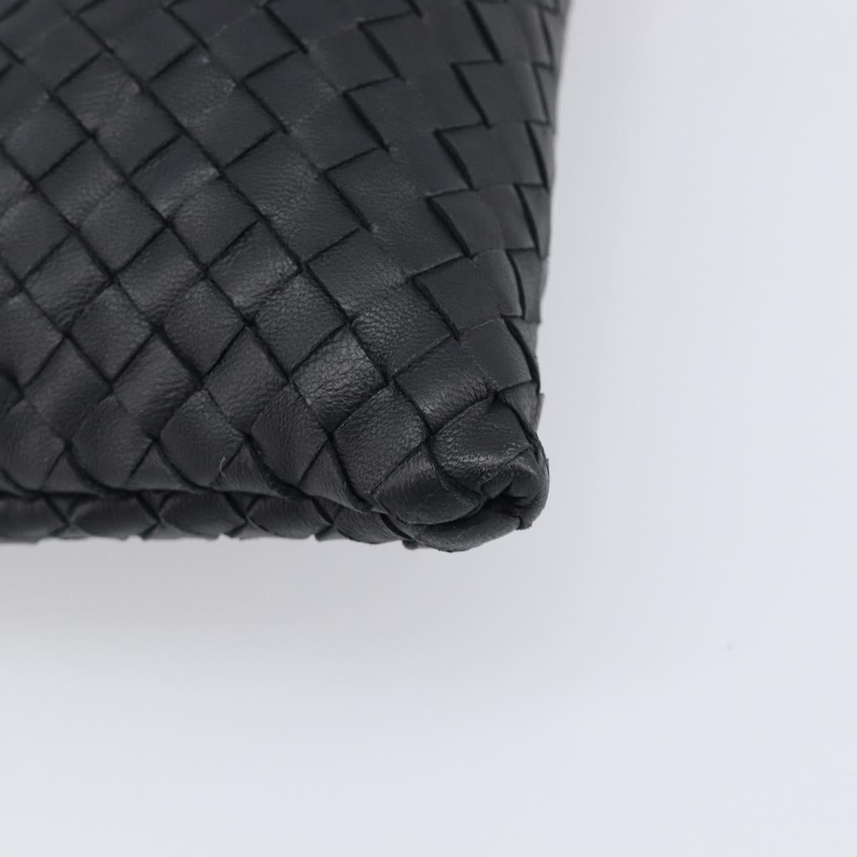 BOTTEGA VENETA INTRECCIATO Clutch Bag Leather Black Auth 202666V