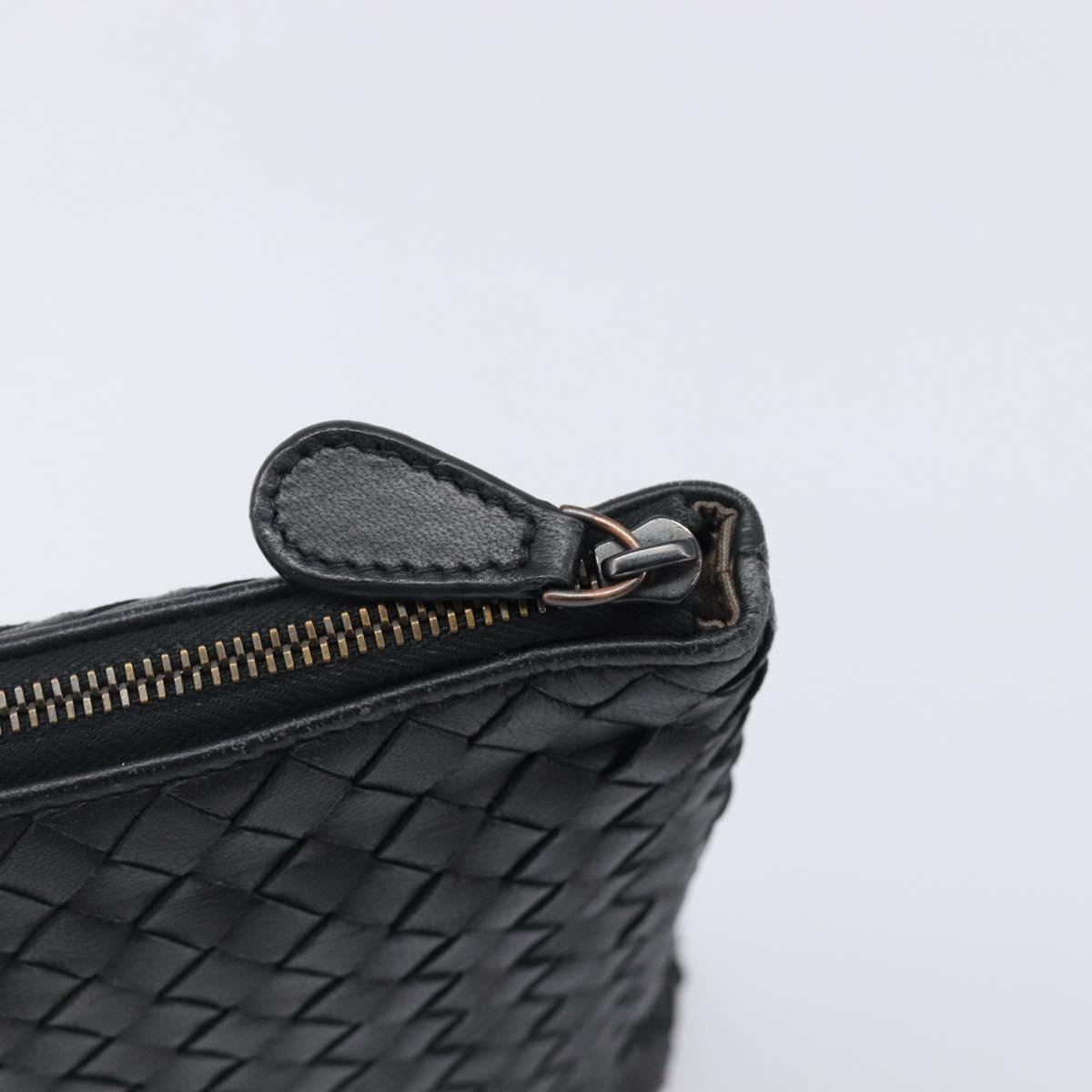 BOTTEGA VENETA INTRECCIATO Clutch Bag Leather Black Auth 202666V