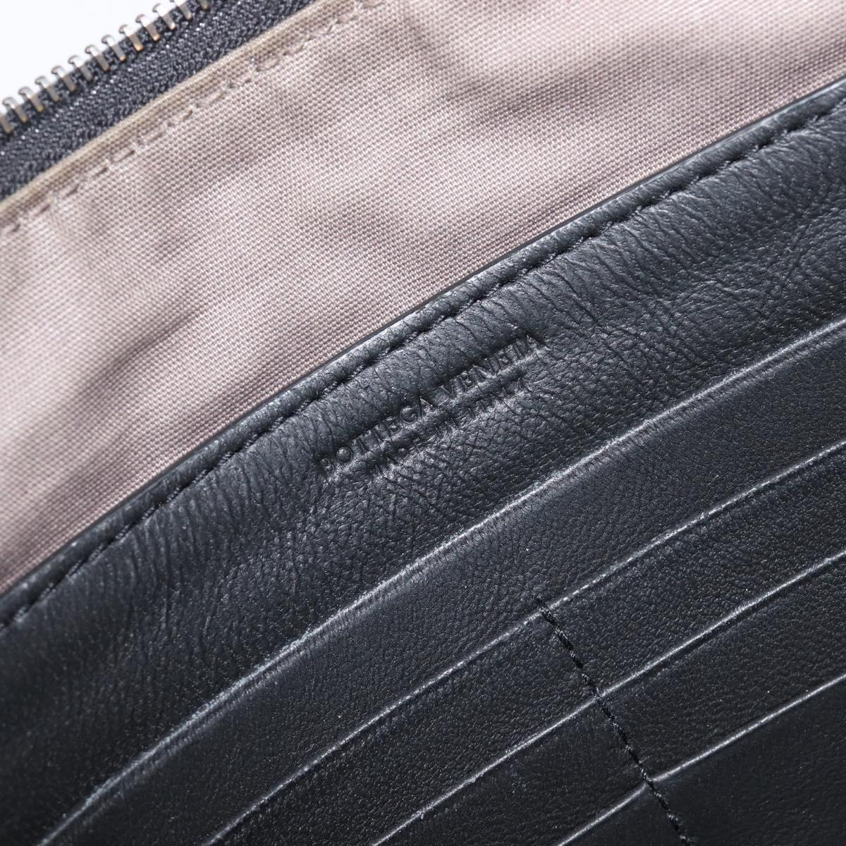 BOTTEGA VENETA INTRECCIATO Clutch Bag Leather Black Auth 202666V