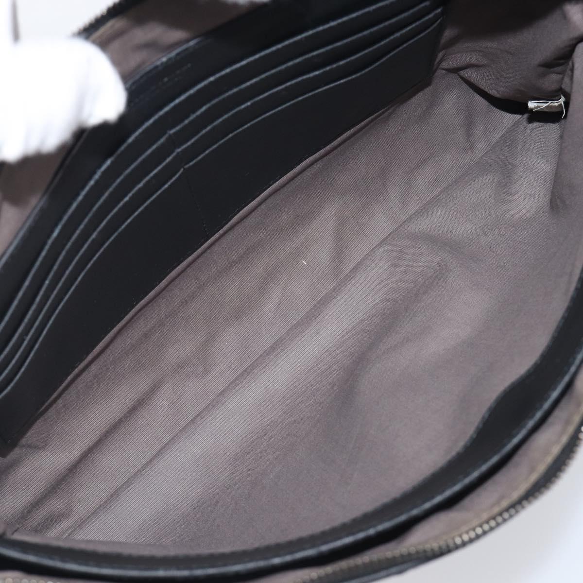 BOTTEGA VENETA INTRECCIATO Clutch Bag Leather Black Auth 202666V